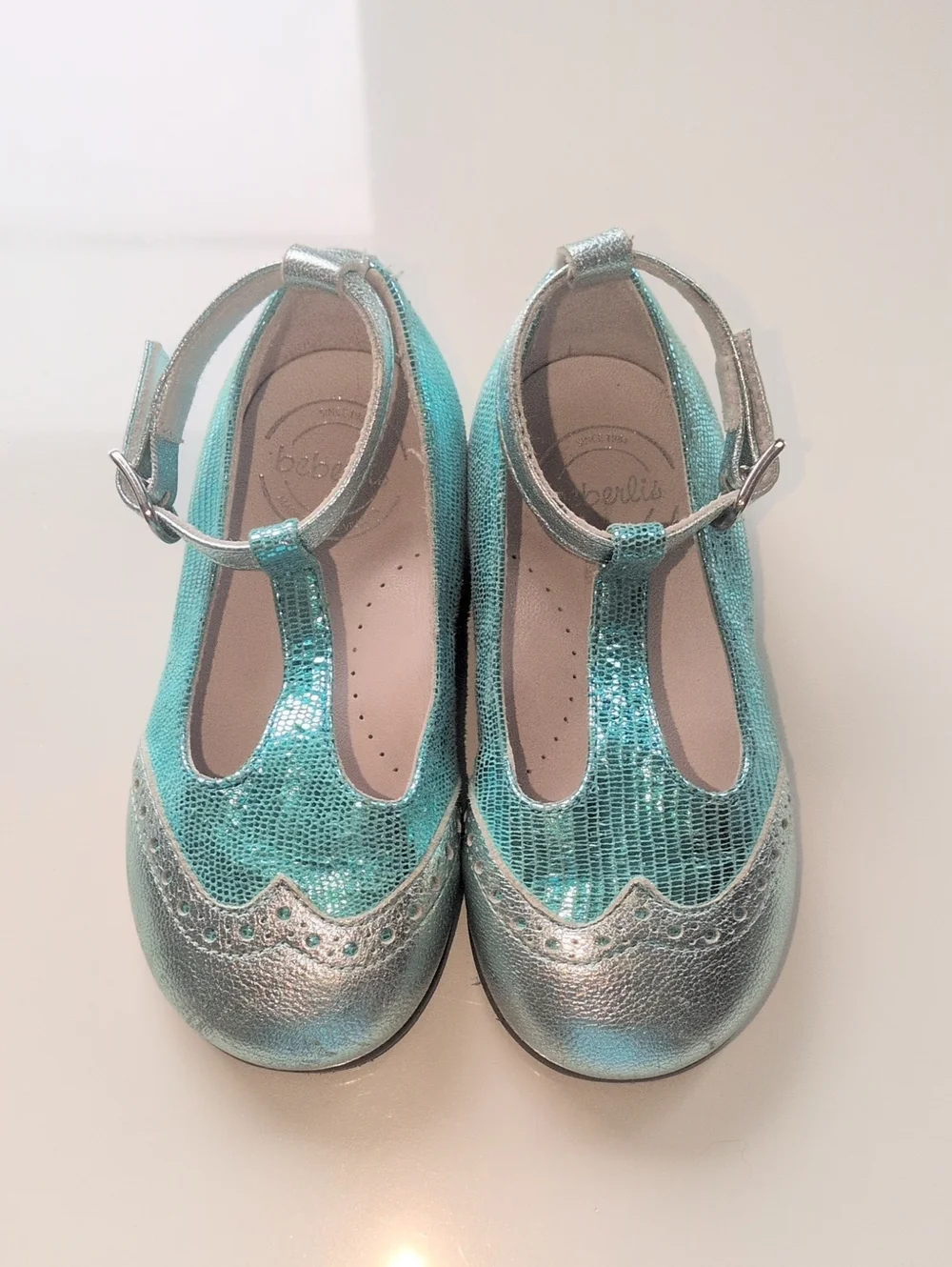 Beberlis Turquoise Leather Ankle-Strap Dress Shoes